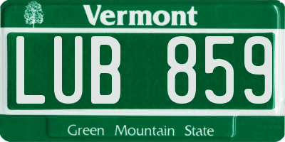VT license plate LUB859