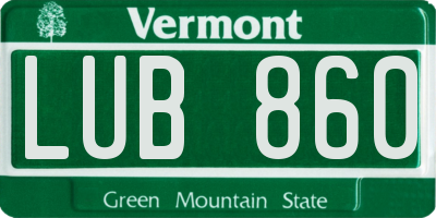VT license plate LUB860