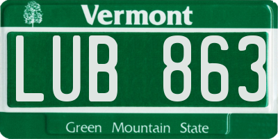 VT license plate LUB863