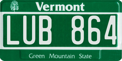 VT license plate LUB864