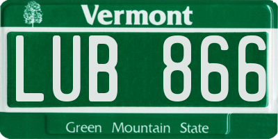 VT license plate LUB866
