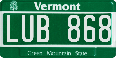 VT license plate LUB868