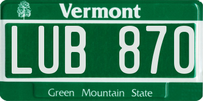 VT license plate LUB870