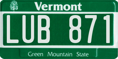 VT license plate LUB871