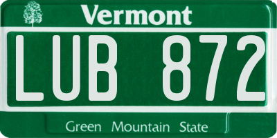 VT license plate LUB872