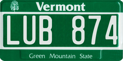 VT license plate LUB874