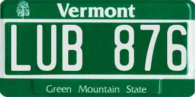 VT license plate LUB876