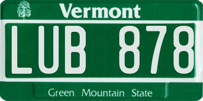 VT license plate LUB878