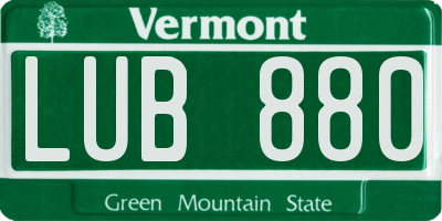 VT license plate LUB880