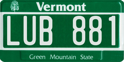 VT license plate LUB881
