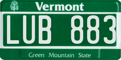VT license plate LUB883