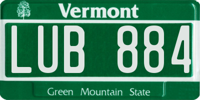 VT license plate LUB884