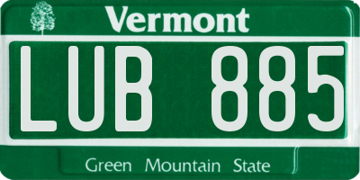 VT license plate LUB885