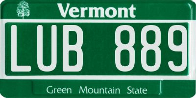 VT license plate LUB889