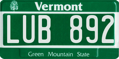 VT license plate LUB892