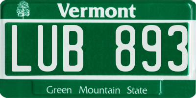 VT license plate LUB893