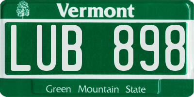 VT license plate LUB898