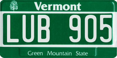 VT license plate LUB905