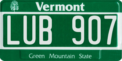 VT license plate LUB907
