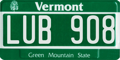 VT license plate LUB908