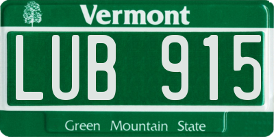 VT license plate LUB915