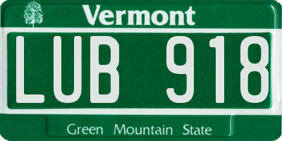 VT license plate LUB918