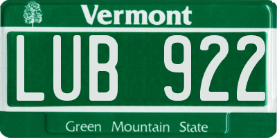 VT license plate LUB922
