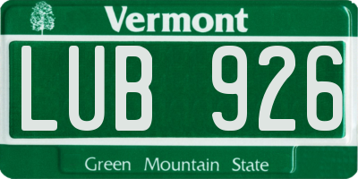 VT license plate LUB926