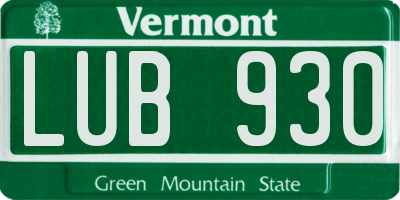 VT license plate LUB930