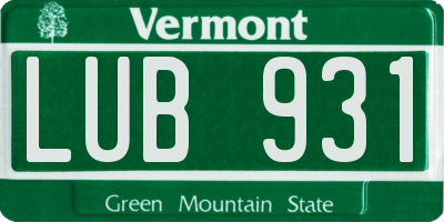 VT license plate LUB931