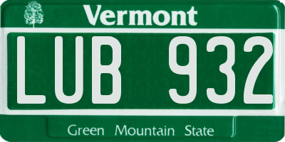 VT license plate LUB932