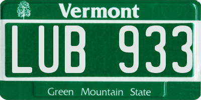 VT license plate LUB933
