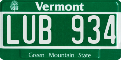 VT license plate LUB934