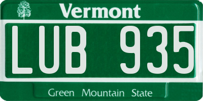 VT license plate LUB935