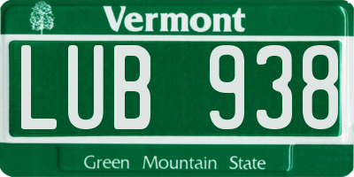 VT license plate LUB938