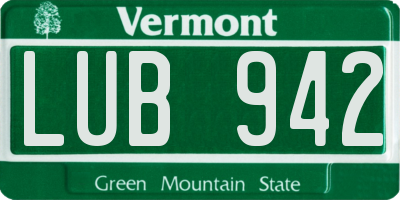 VT license plate LUB942