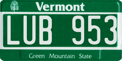 VT license plate LUB953