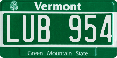VT license plate LUB954