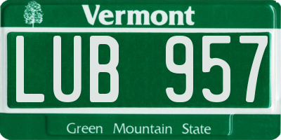 VT license plate LUB957