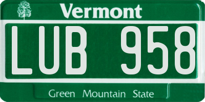 VT license plate LUB958