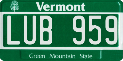 VT license plate LUB959