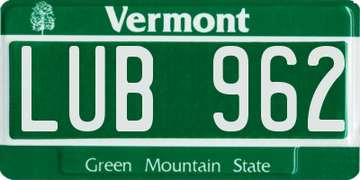 VT license plate LUB962