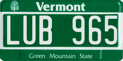 VT license plate LUB965