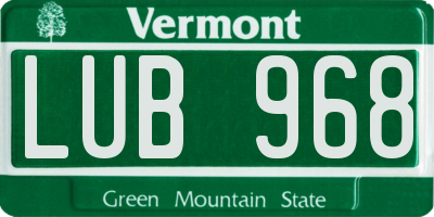 VT license plate LUB968