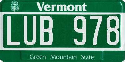 VT license plate LUB978