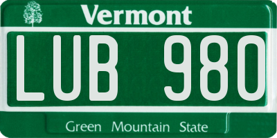 VT license plate LUB980