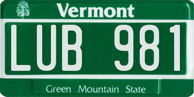 VT license plate LUB981