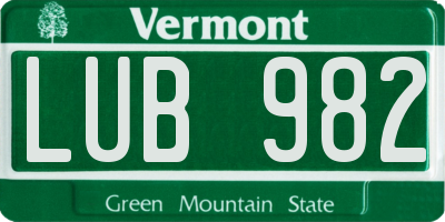 VT license plate LUB982