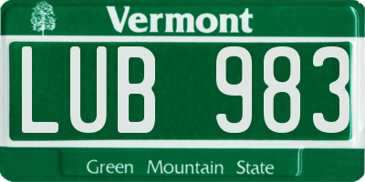 VT license plate LUB983