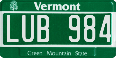 VT license plate LUB984